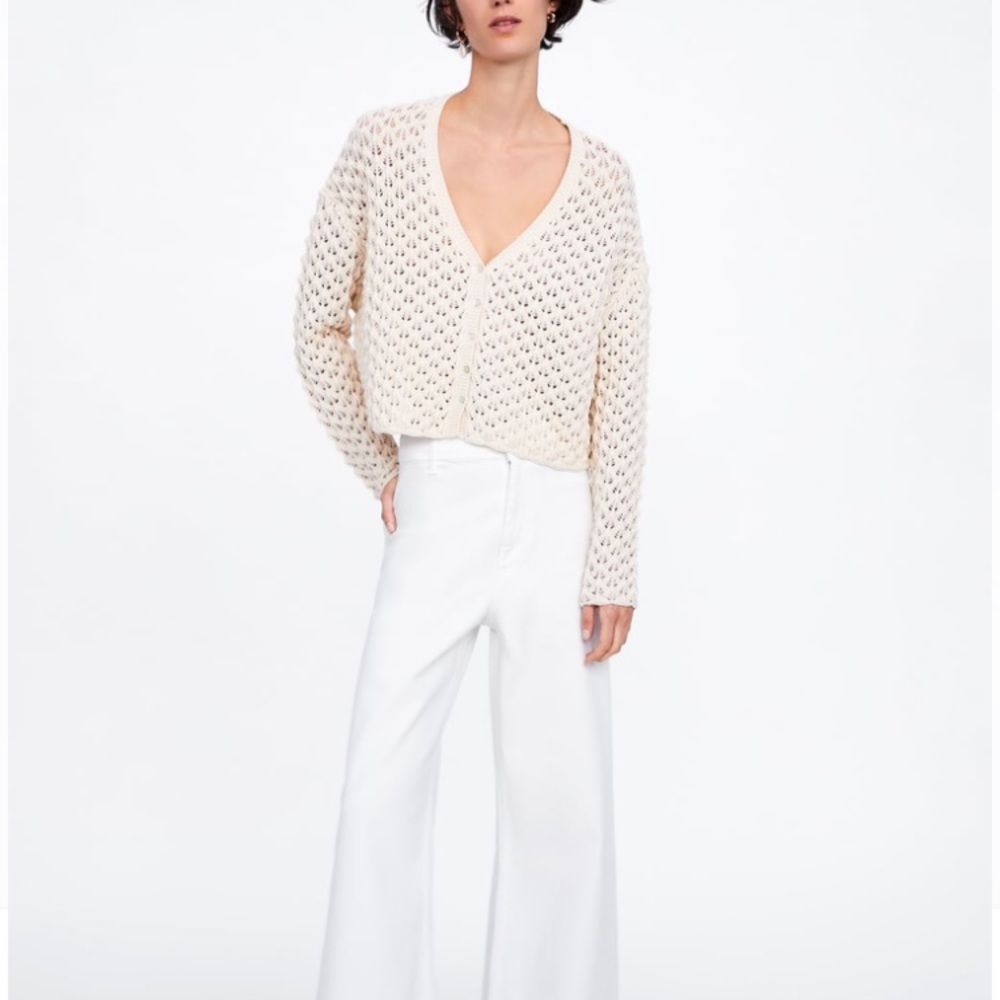 Zara open knit textured cardigan